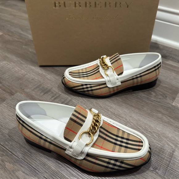 Burberry Moorley Logo Archive Check Loafers Off White - Picture 2 of 15